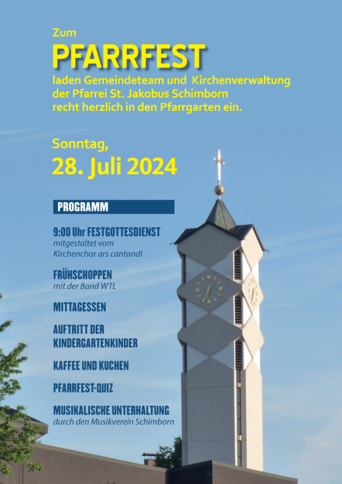 Herzliche Einladung zum Pfarrfest am Sonntag, 28. Juli 2024