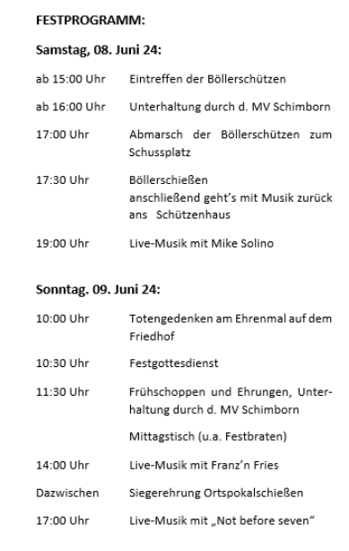 120 Jahre Schützenverein Treff Schimborn & 100 Jahre Fahnenweihe