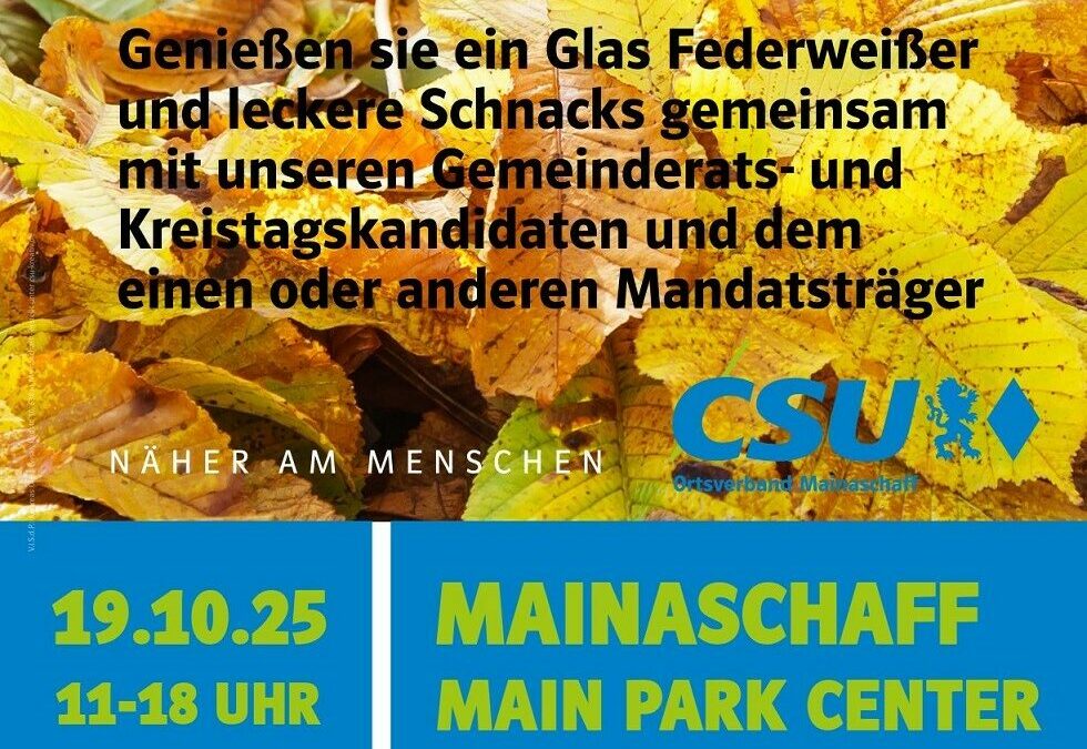 Stand der CSU Mainaschaff auf dem Mainaschaffer Herbstmarkt am Sonntag, 19. Oktober 2025